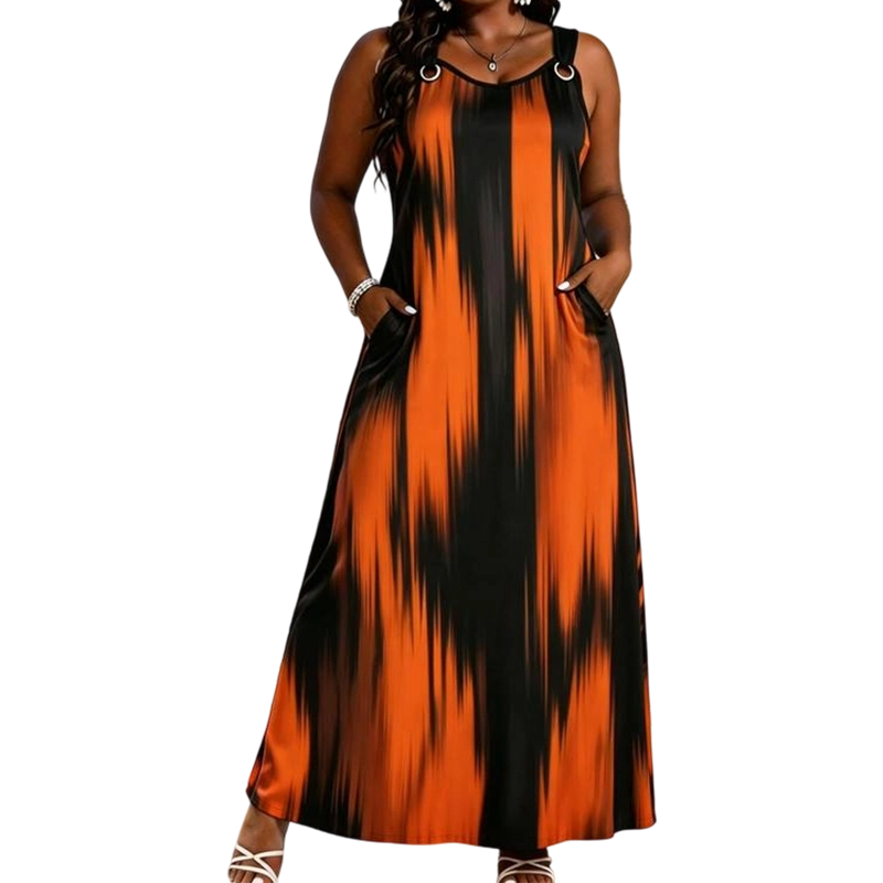 ⏳50 % de réduction pour une durée limitée⏰Robe longue imprimée sans manches pour femme♨️👗