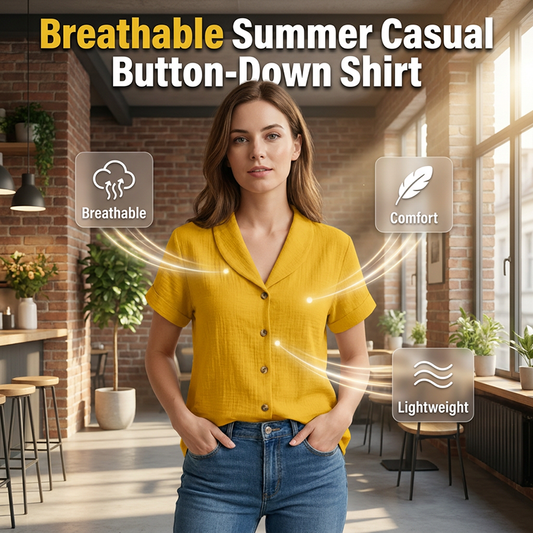 Chemise femme à manches courtes en coton et lin