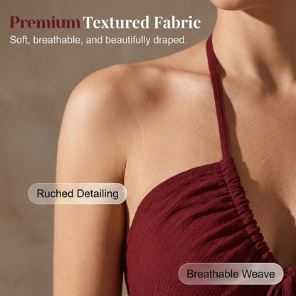 Robe longue dos nu à col licou pour femme