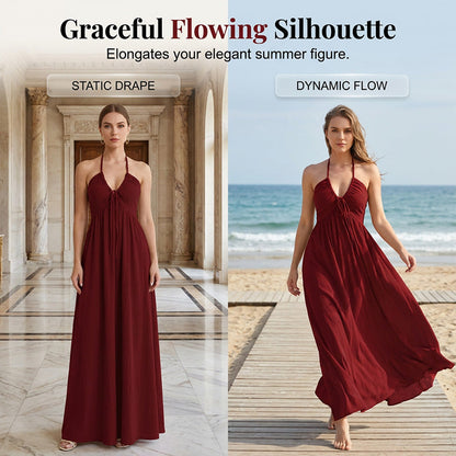 Robe longue dos nu à col licou pour femme