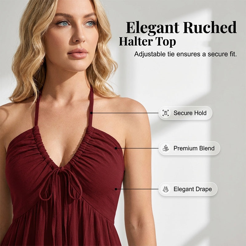 Robe longue dos nu à col licou pour femme
