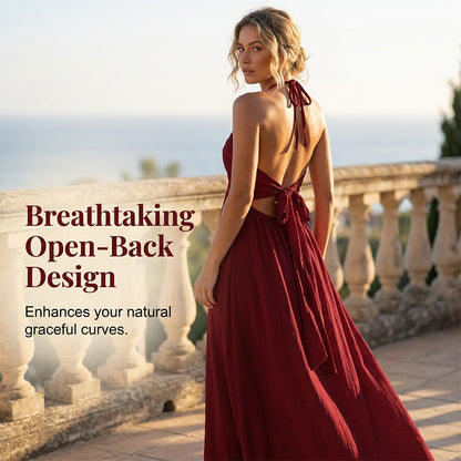 Robe longue dos nu à col licou pour femme