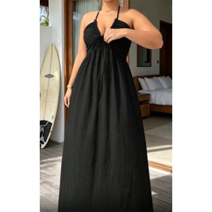 Robe longue dos nu à col licou pour femme