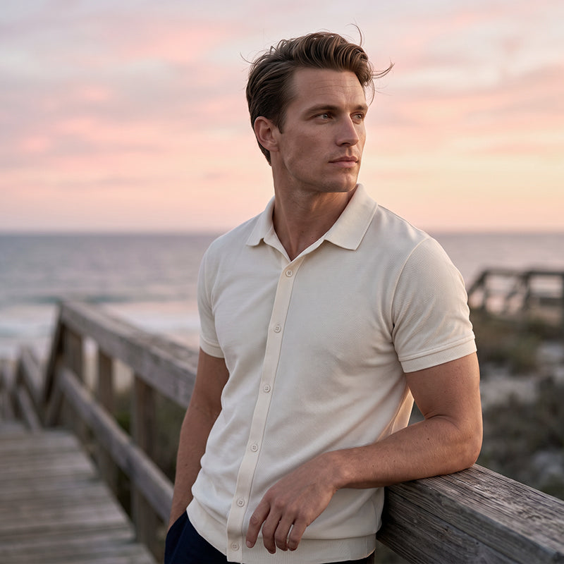 Chemise décontractée à manches courtes et boutons pour homme