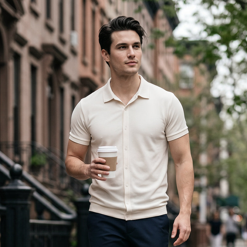 Chemise décontractée à manches courtes et boutons pour homme