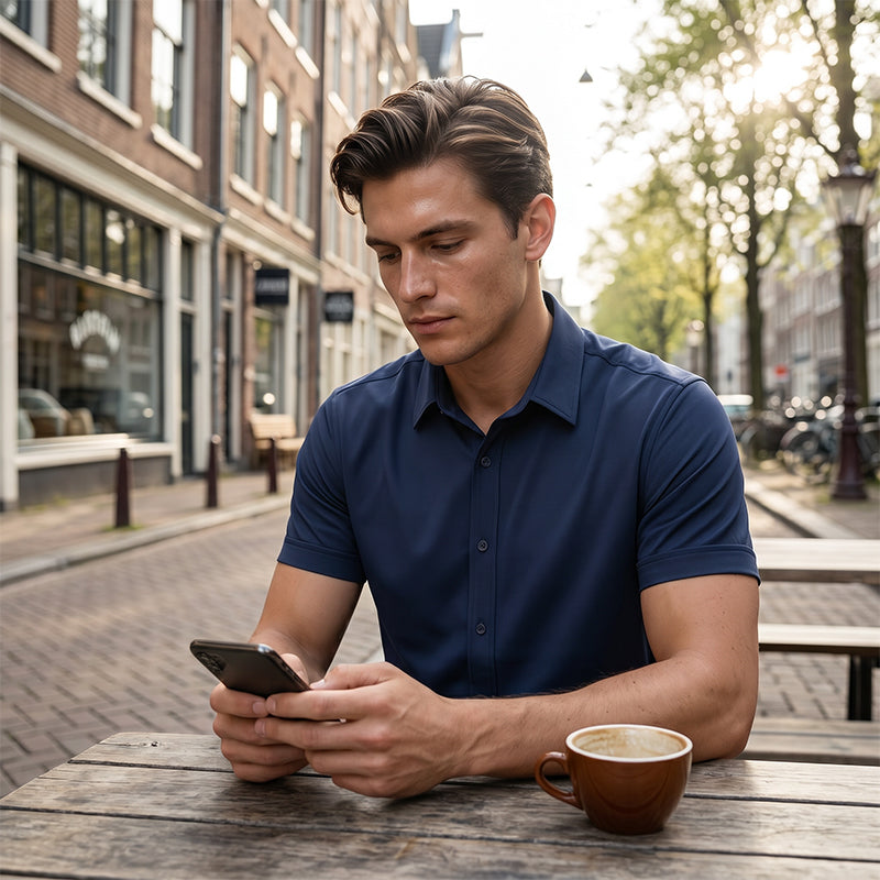 Chemise décontractée à manches courtes et boutons pour homme