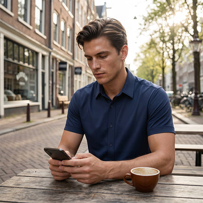 Chemise décontractée à manches courtes et boutons pour homme
