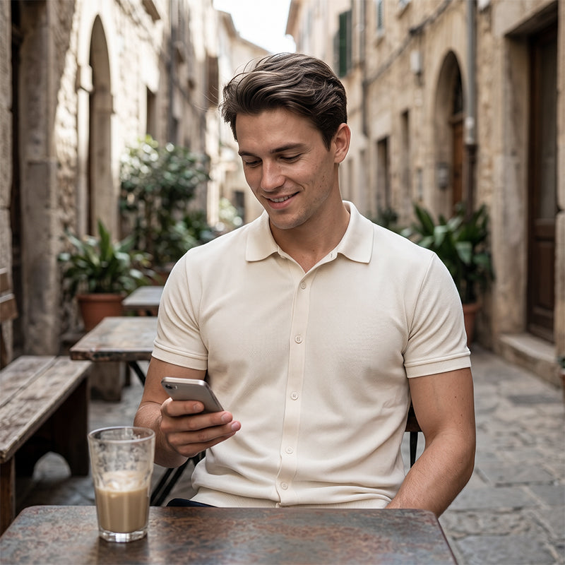 Chemise décontractée à manches courtes et boutons pour homme