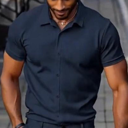 Chemise décontractée à manches courtes et boutons pour homme