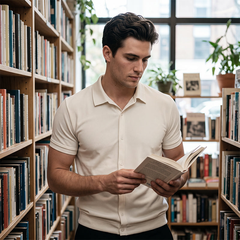 Chemise décontractée à manches courtes et boutons pour homme