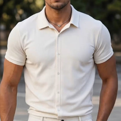 Chemise décontractée à manches courtes et boutons pour homme