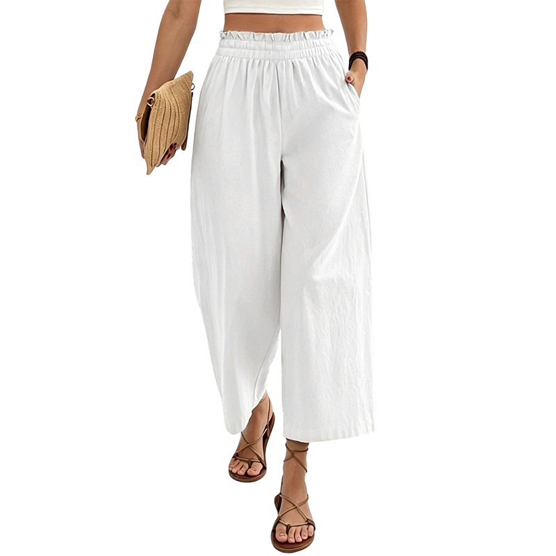 Pantalon décontracté pour femme, coupe ample et jambes droites