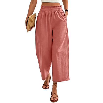 Pantalon décontracté pour femme, coupe ample et jambes droites