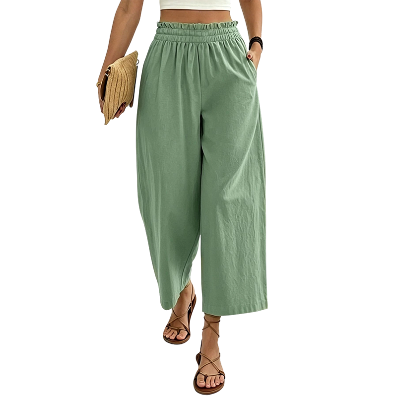 Pantalon décontracté pour femme, coupe ample et jambes droites
