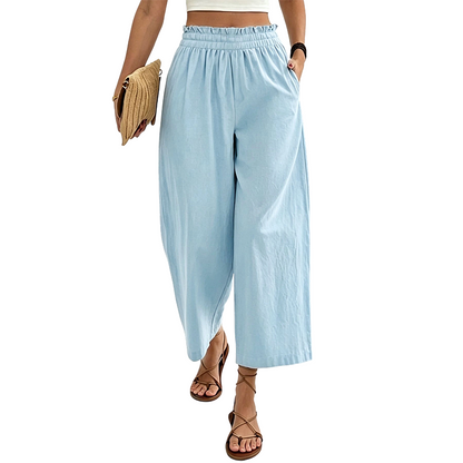 Pantalon décontracté pour femme, coupe ample et jambes droites