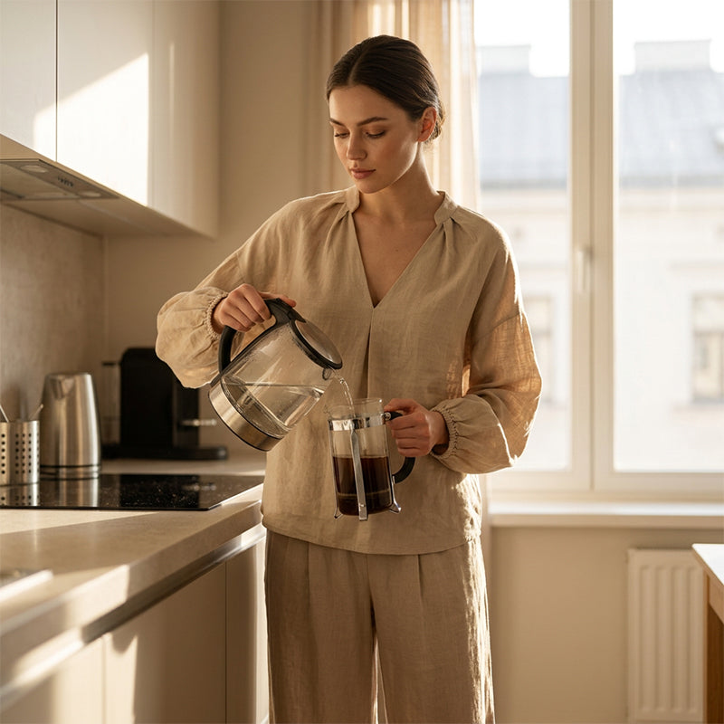 Ensemble décontracté pour femme : haut à col en V et pantalon