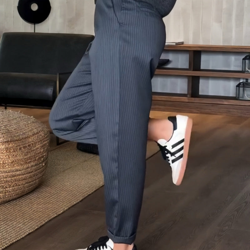 Pantalon Tailleur Droit Décontracté Taille Haute pour Femmes