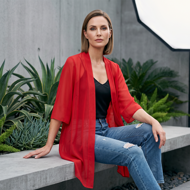 🔥-50% 🌿Cardigan Léger Femme en Mousseline – Ouverture Devant Manches Courtes🤍 pour un look chic décontracté