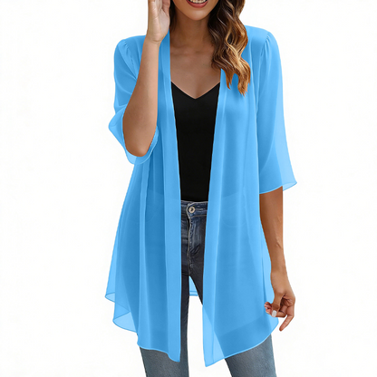 🔥-50% 🌿Cardigan Léger Femme en Mousseline – Ouverture Devant Manches Courtes🤍 pour un look chic décontracté