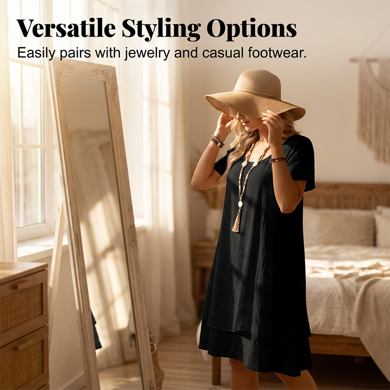 Robe décontractée à manches courtes et coupe ample pour femme