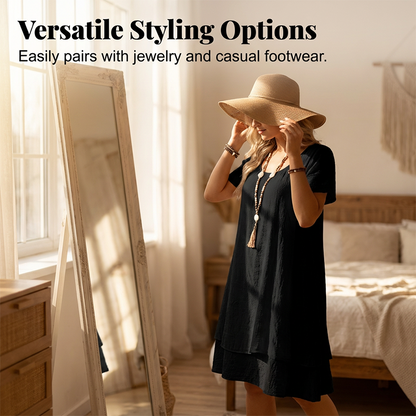 Robe décontractée à manches courtes et coupe ample pour femme