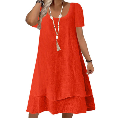 Robe décontractée à manches courtes et coupe ample pour femme