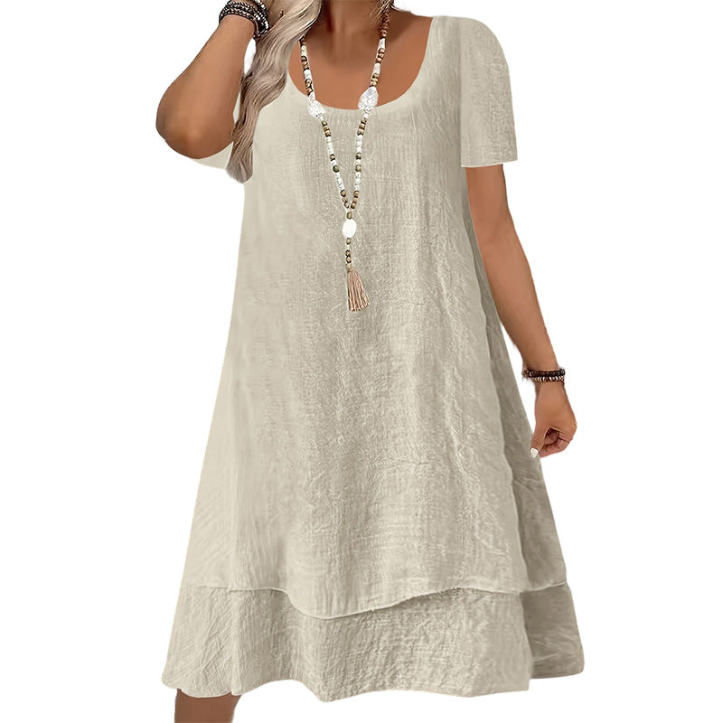 Robe décontractée à manches courtes et coupe ample pour femme