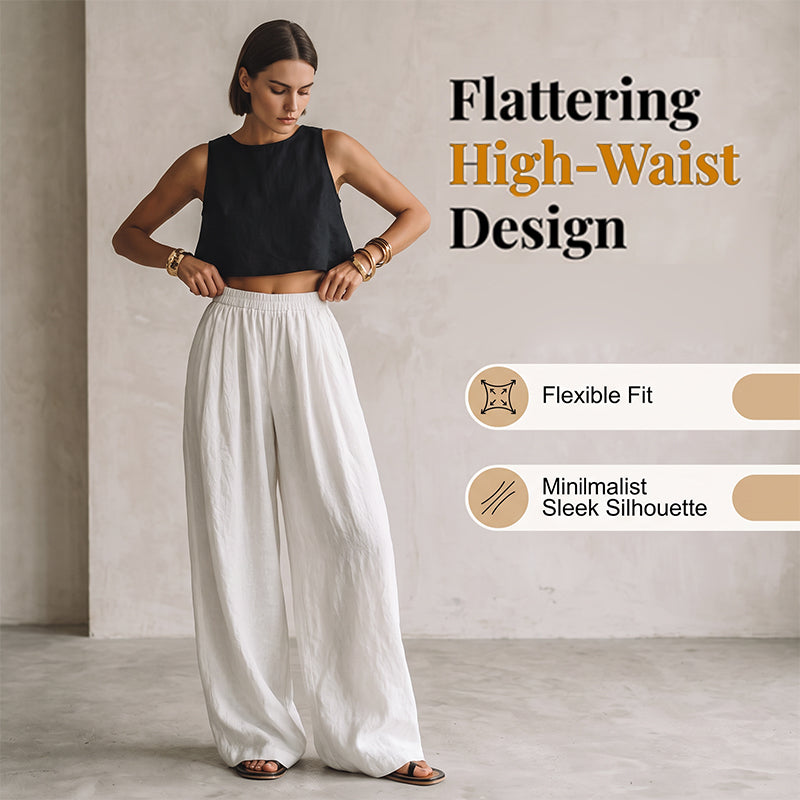 Pantalon décontracté coupe ample à jambes larges pour femme