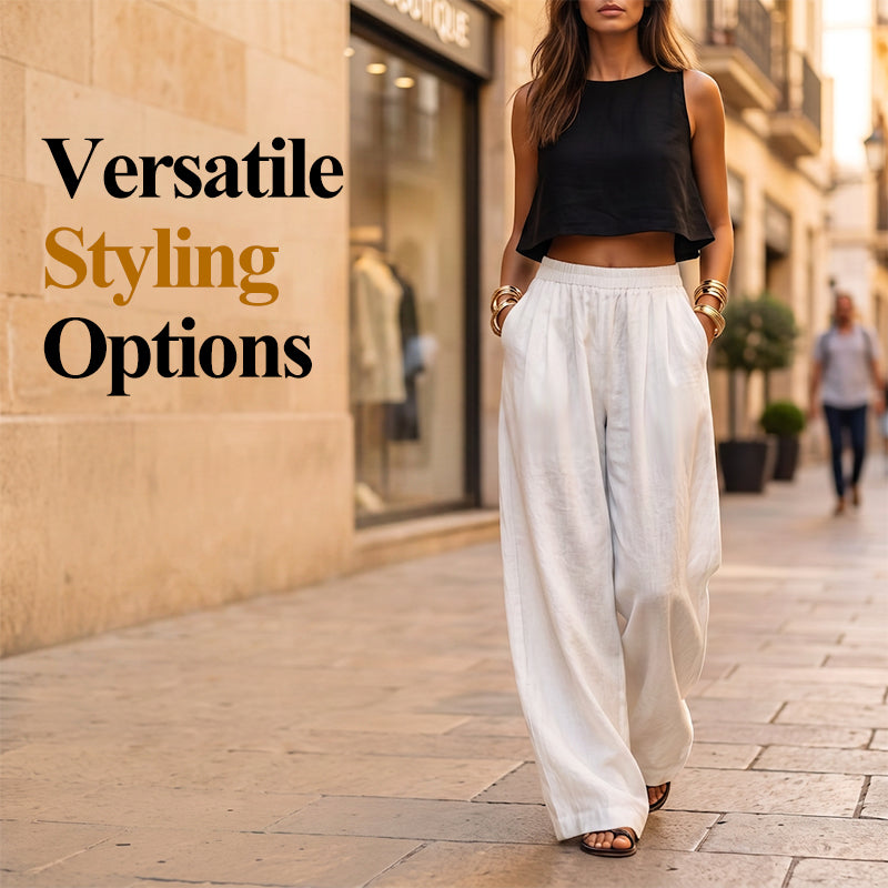 Pantalon décontracté coupe ample à jambes larges pour femme