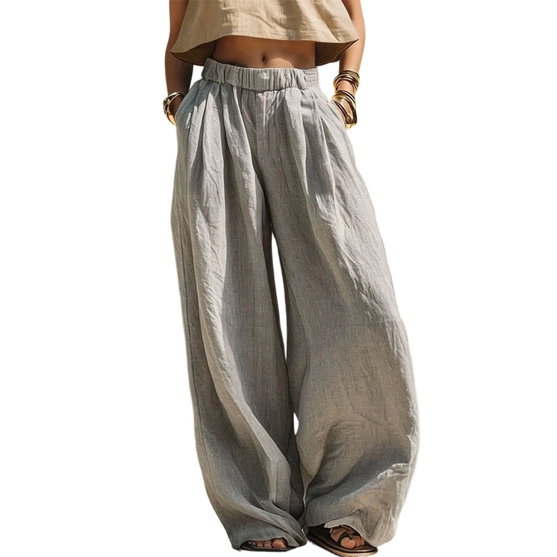 Pantalon décontracté coupe ample à jambes larges pour femme