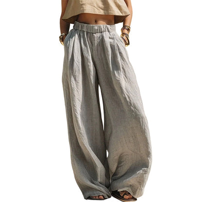 Pantalon décontracté coupe ample à jambes larges pour femme