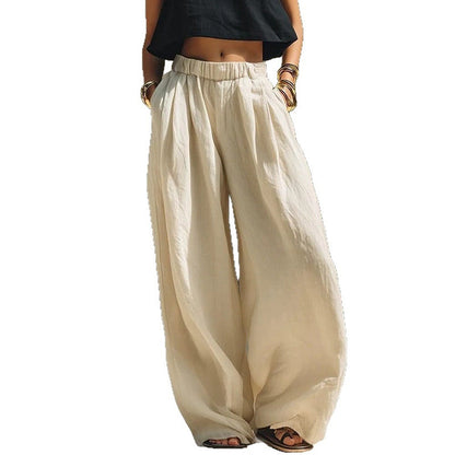 Pantalon décontracté coupe ample à jambes larges pour femme