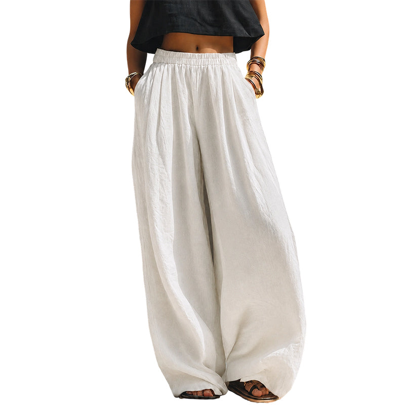 Pantalon décontracté coupe ample à jambes larges pour femme