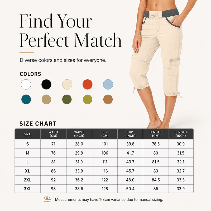 Pantalon capri cargo taille haute pour femme