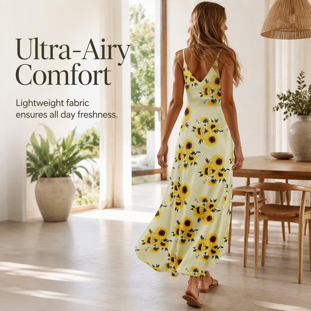 Robe maxi imprimée à bretelles