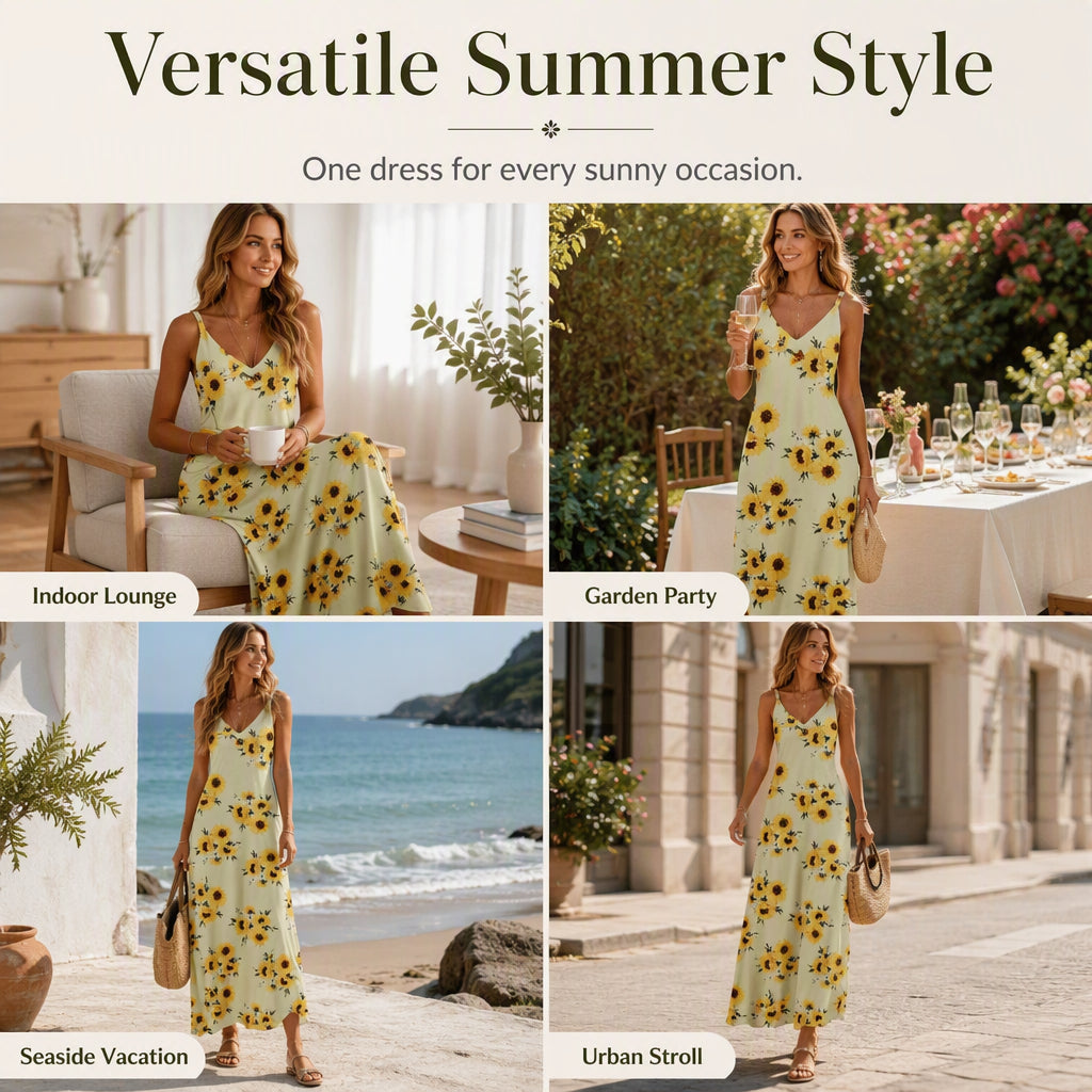 Robe maxi imprimée à bretelles