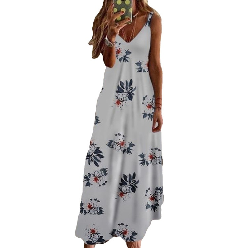Robe maxi imprimée à bretelles