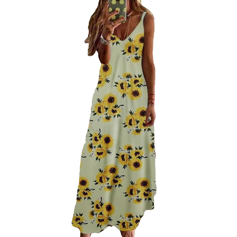 Robe maxi imprimée à bretelles