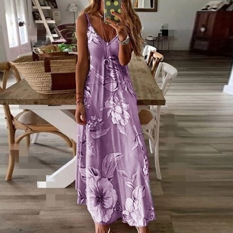 Robe maxi imprimée à bretelles