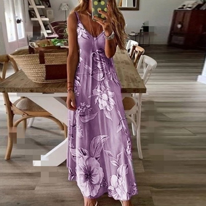 Robe maxi imprimée à bretelles