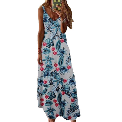 Robe maxi imprimée à bretelles