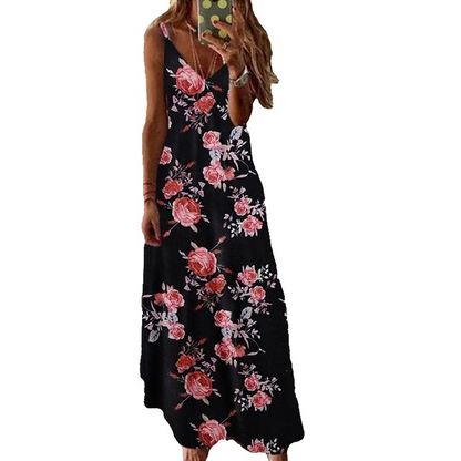 Robe maxi imprimée à bretelles