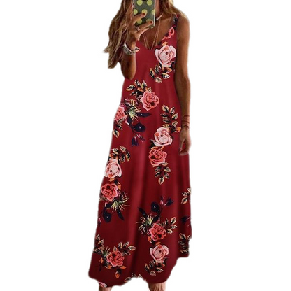 Robe maxi imprimée à bretelles