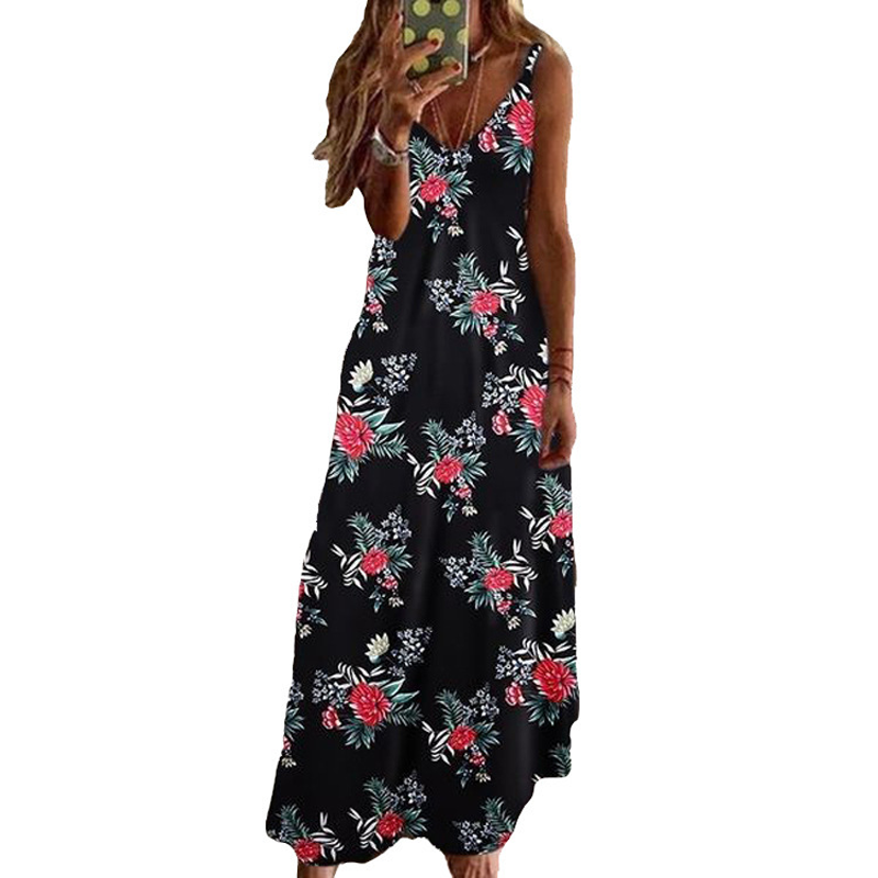 Robe maxi imprimée à bretelles