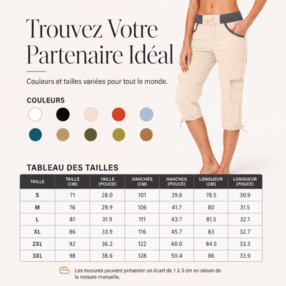 Pantalon cargo capri taille haute pour femme