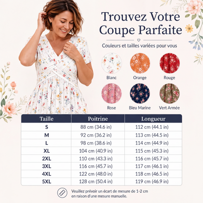🌸 Robe fleurie à col en V avec torsion à la taille — élégante et décontractée, adaptée à toutes les occasions