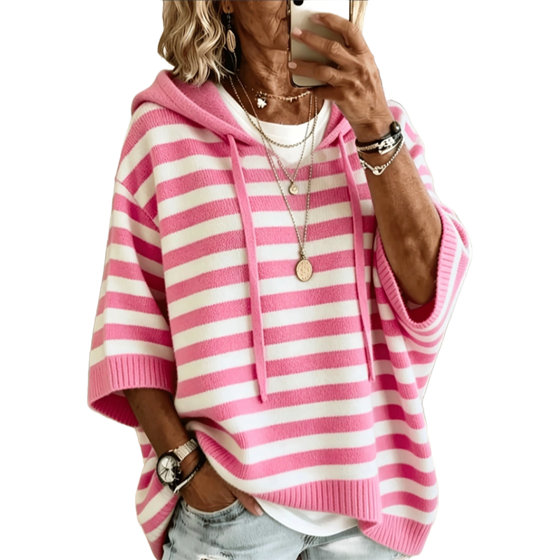 Pull à capuche rayé décontracté pour femme