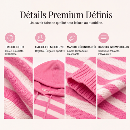 Pull à capuche rayé décontracté pour femme