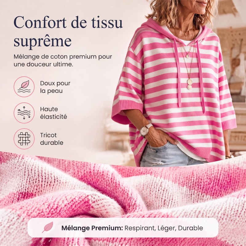 Pull à capuche rayé décontracté pour femme