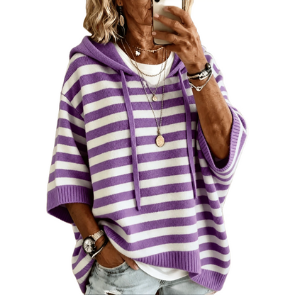Pull à capuche rayé décontracté pour femme